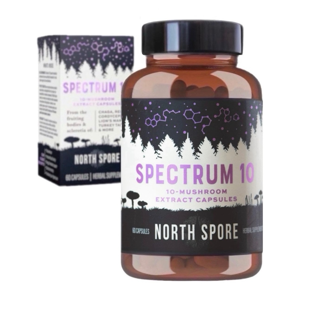 Spore du Nord Organique 'Spectrum 10' Capsules de champignons de haute puissance.