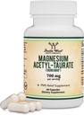 Magnésium Acetyl-Taurate (ATA MG, TauroMag) Forme nouvelle et brevetée de magnésium pour le SPM et le soulagement de la crampe (60 capsules, 350mg) Supplément de magnésium de soulagement de SPM par des suppléments en bois double
