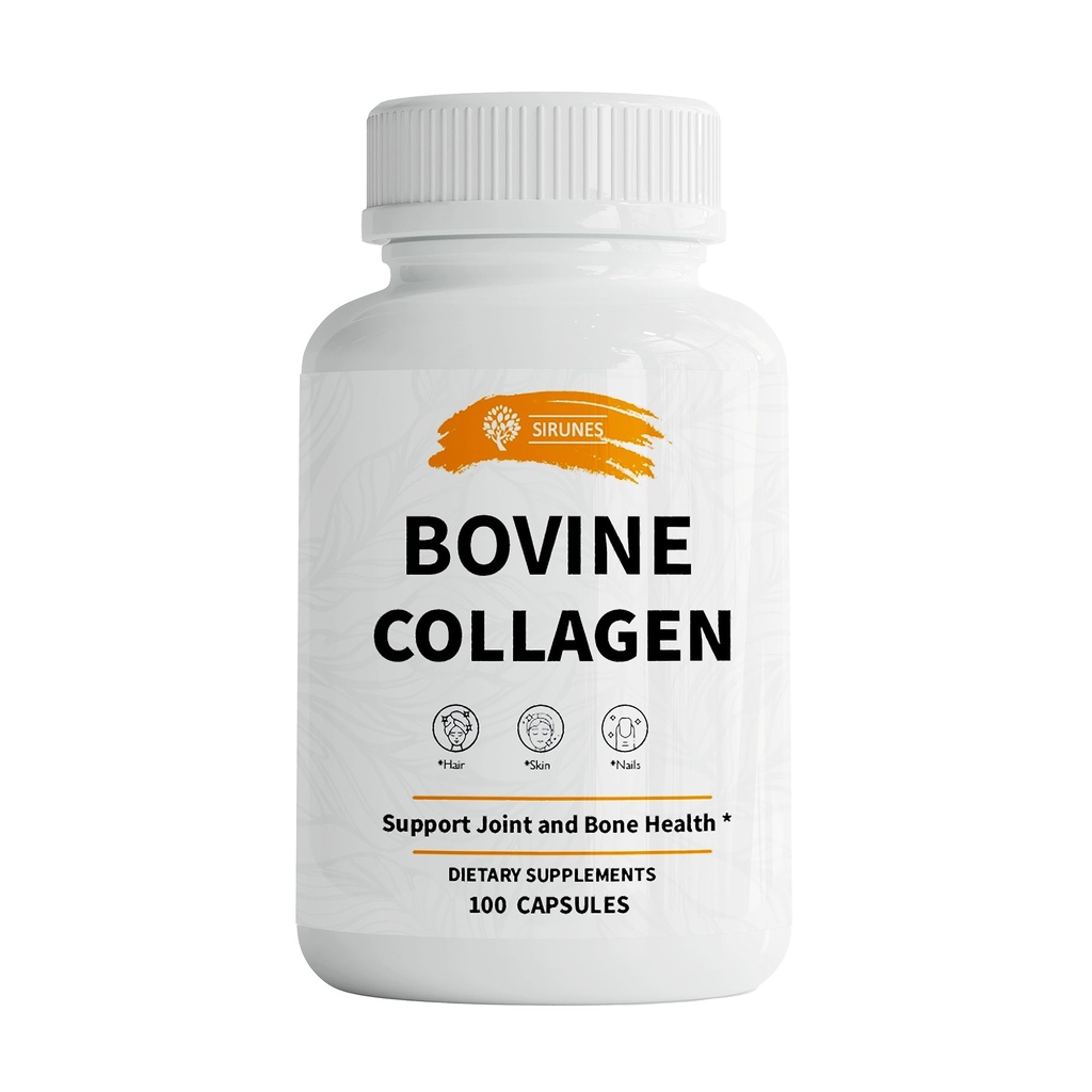 SIRUNES Bovine Collagen Ergänzungen für Männer und Frauen I Hydrolyzed Gras Fed Bovine Collagen Peptides Nahrungsergänzung für Gelenk, Nerve & Knochen Unterstützung - Non-GMO, Anti-Aging - 100 Kapseln