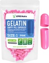 XPRS Nutra Größe 1 Leere Kapseln - 100 Graf Leere Gelatine Kapseln - Pillen für DIY Kapsel Füllung - Pure Bovine Pille Gel Kapseln für Do-It-Yourself Ergänzungen (Pink)