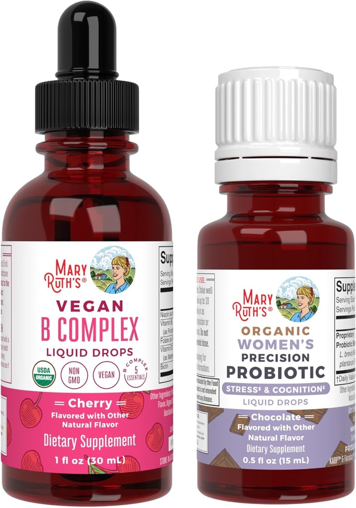 MaryRuth Organics Stress & Cognition Probiotic (Chocolate) pour les femmes et les gouttes complexes USDA Organic, Clean Label Project Vérified®.