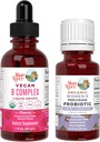 MaryRuth Organics Stress & Cognition Probiotic (Chocolate) für Frauen & B Complex Drops | USDA Organic, Clean Label Project Verified® | Vitamins for Relaxation, Metabolism, & Health | Vegan, Gluten