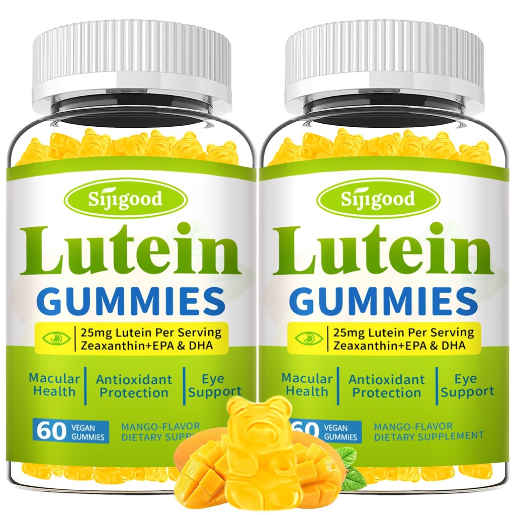 Lutein und Zeaxanthin ergänzt Gummie mit Astaxanthin & Bilberry Extrakt - Augen-Vitamine mit Omega-3, Vitamine A, C, E, D3 & Zink für Vision Gesundheit - Zuckerfrei, Mango Flavor, 120 Zähler