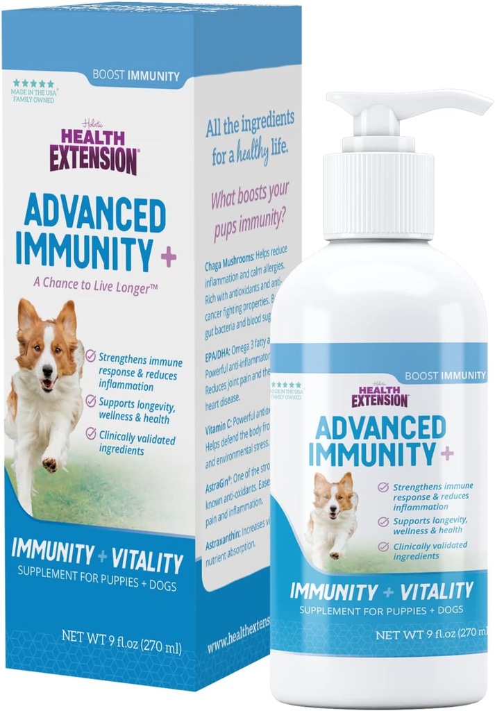 Fortgeschrittene Immunitätsergänzung für Hunde, 9 fl oz – Immunsystemunterstützung, mit natürlichen Antioxidantien und Vitaminen