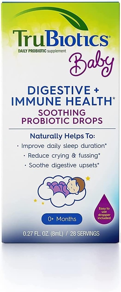 TruBiotics Baby Probiotic Drops, Daily Infant Probiotics Neonato+, Aiuta agio Occasional Tummy Discomfort, Supports Developing Immune System, 0.27 Fl Oz (28 Serve)