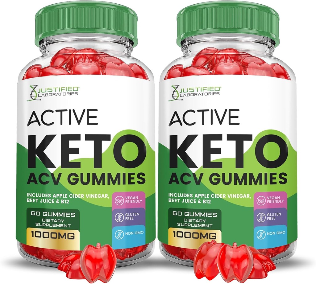 (2 Pack) Active Keto ACV Gummies Advanced Formula 1000MG ActiveKeto Keto Gummies Apfel Apfelessig Formuliert mit Granatapfelfettsaft Pulver B12 Vegan Non GMO 120 Gummys