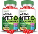 (2 Pack) Attivo Keto ACV Gummies Advanced Formula 1000MG ActiveKeto Keto Gummies Aceto di sidro di mele Formulato con Polvere di succo di barbabietola di melograno B12 Vegan Non OGM 120 gommoni