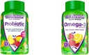Vitafusion Probiotische Gummy Ergänzungen, Himbeere, Peach und Mango Flavors & Omega-3 Gummy Vitamine, Berry Lemonade Flavored, Herzgesundheit Vitamine(1) mit Omega