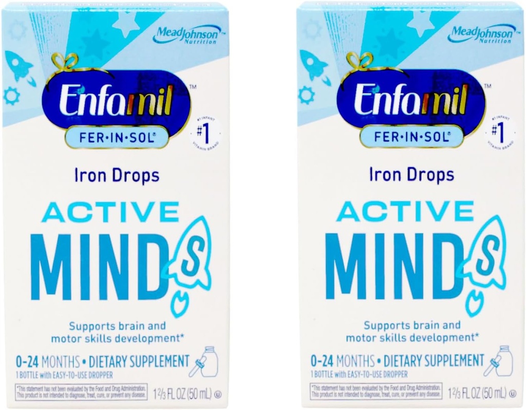 Enfamil Fer-in-Sol Eisen Ergänzung Tropfen für Infants & Kleinkinder, 15 mg, 1,67 fl oz (50 ml) (Pack von 2)