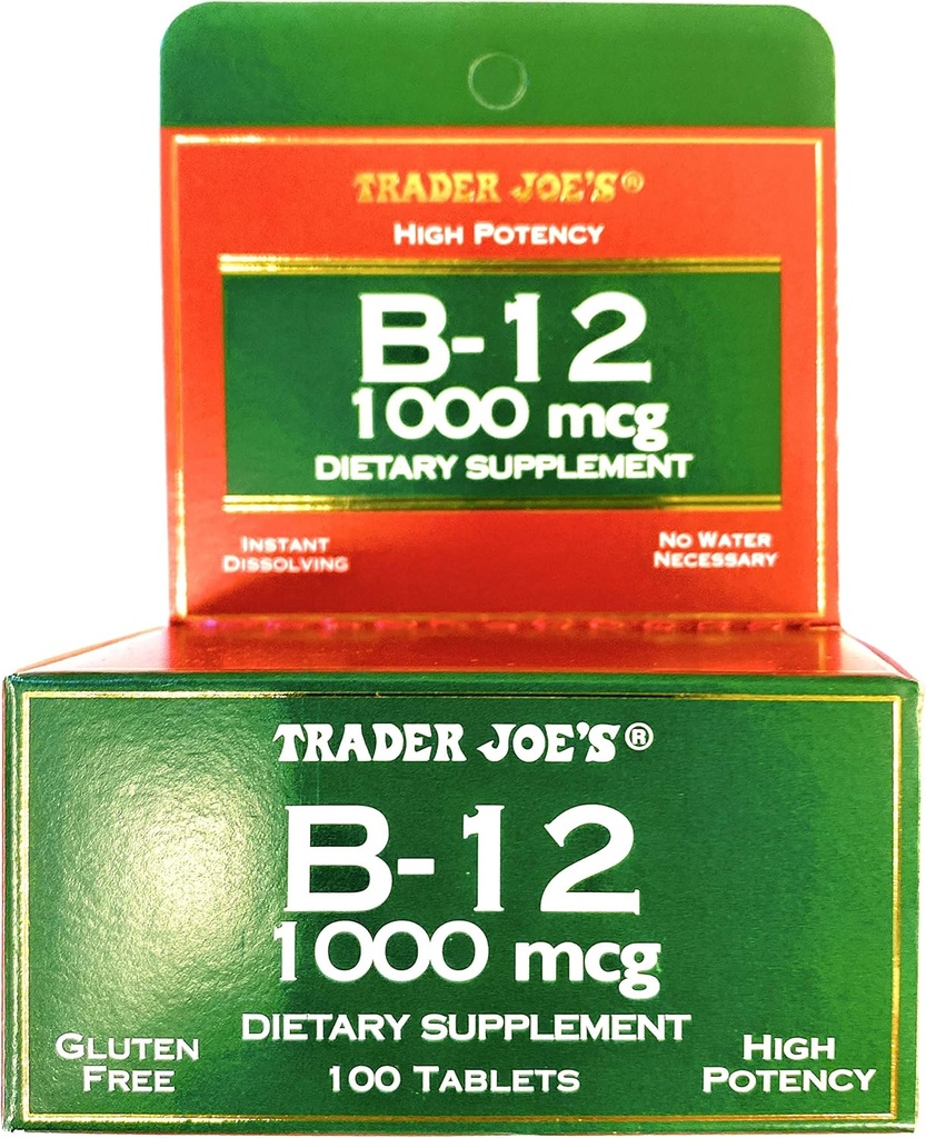 Trader Joes Vitamine B12 1000 mcg Supplément alimentaire sans gluten 100 comprimés