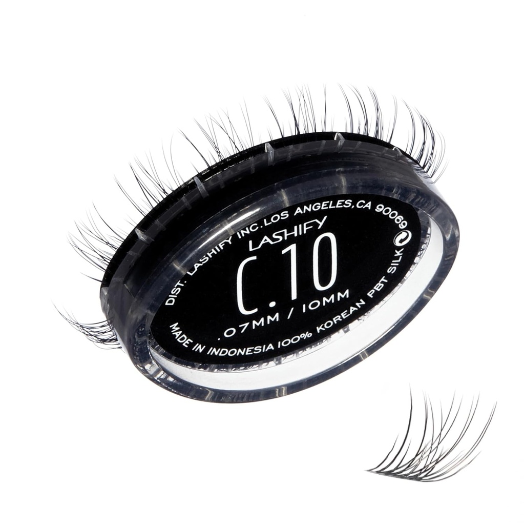 Lashify Curl 10mm Gossamer DIY Extensions de cils Recharge, Noir, Easy Faux cils pour un look naturel