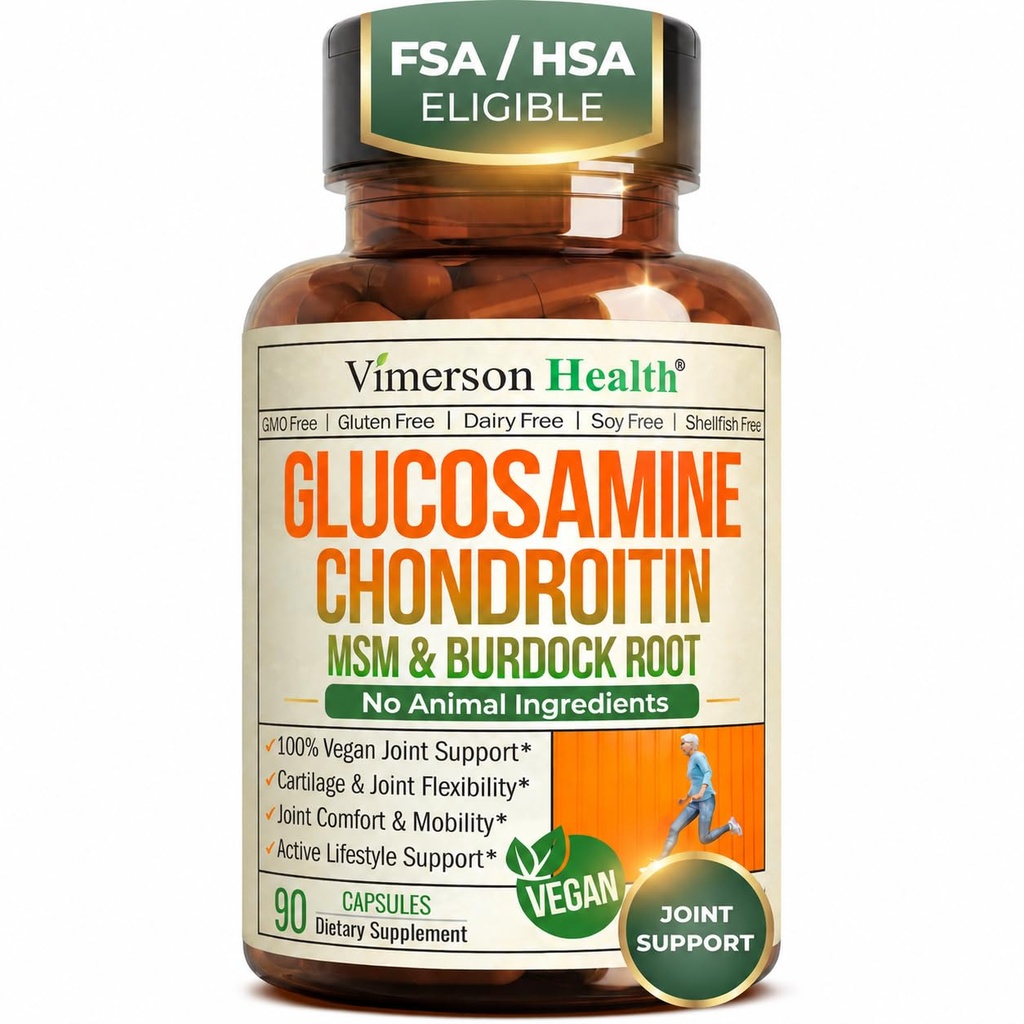 Glucosamin Chondroitin MSM – Joint Support Supplement für Frauen und Männer mit Glucosaminsulfat 1500 mg, Chondroitin und MSM – für Knorpel, Gelenkgesundheit und Flexibilität – 90 Kapseln, Vegan