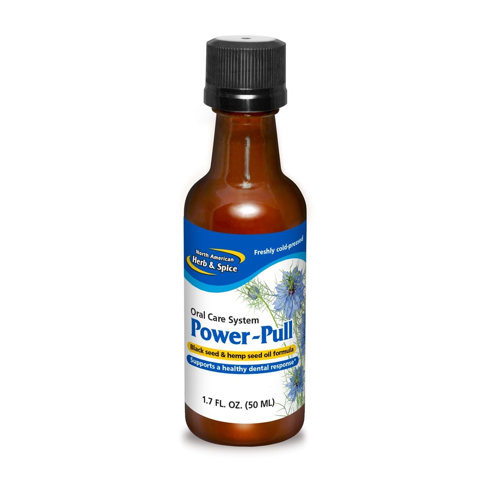 North American Herb & Spice Power-Pull - 1.7 fl oz - Sistema di cura orale con olio di semi e canapa nero - Supporti Gum & Teeth Health - Non-GMO - 48 Serve