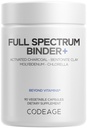 Codeage Binder + Systemische Bindemittelergänzung - Aktivkohle-Säulen, Bentonit Clay Mineralpulver, Fulvic & Huminsäuren, Molybdän, Kohlenstoff-Formen - 90 Kapseln