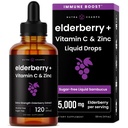 NutraChamps Organic Elderberry Syrup - 5000mg Elderberry Extrakt mit Vitamin C & Zink - Schwarze Elderberry Flüssigkeitstropfen - Zuckerfreie Immunität Booster, Vegan, Glutenfrei
