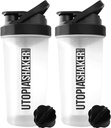 Utopia Home Protein Shaker Bottle - (Pack von 2) 28-Ounce Shaker Flaschen Für Protein Mixes - Fitness Sports Classic Protein Mixer Shaker Bottle (Clear/Black)