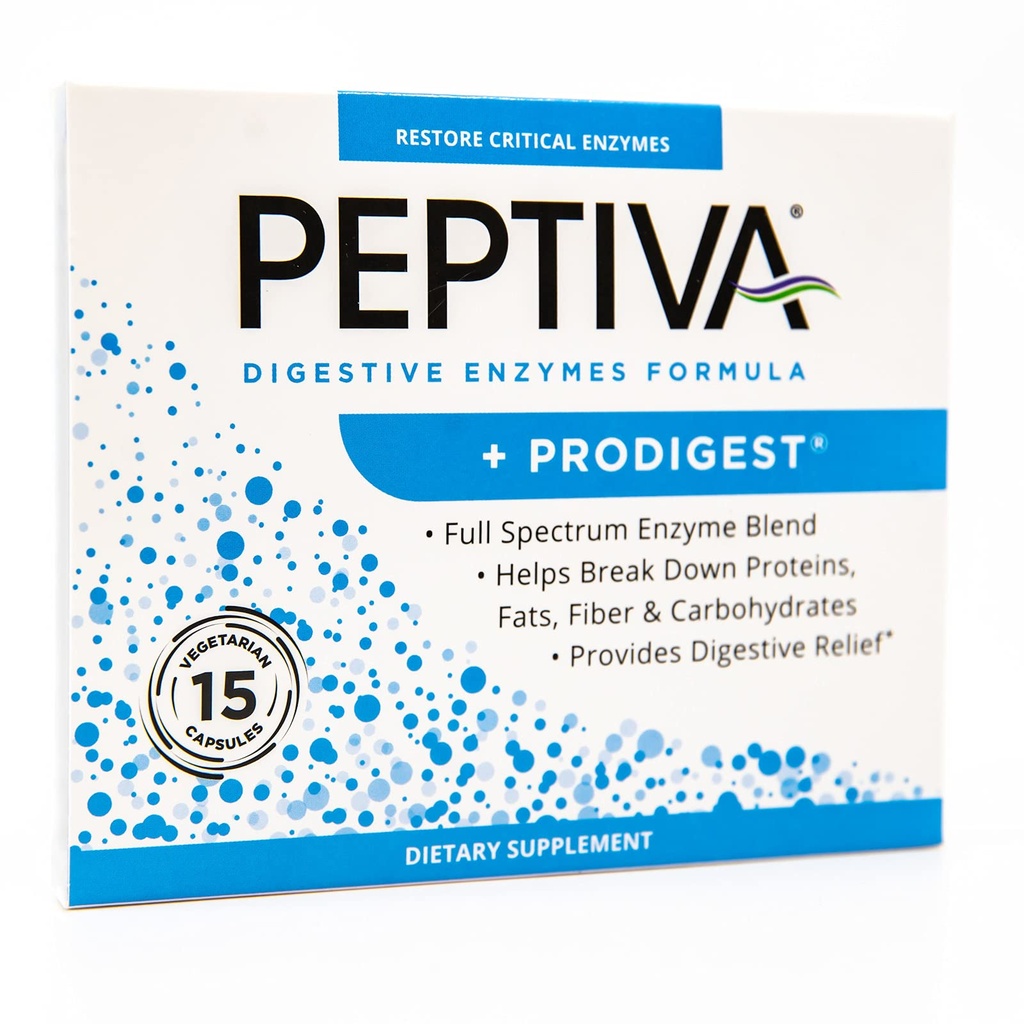 Peptiva Verdauungsenzym Ergänzung + ProDigest - Hilft mit Bloating, Gas, Verstopfung - 15 Zähler
