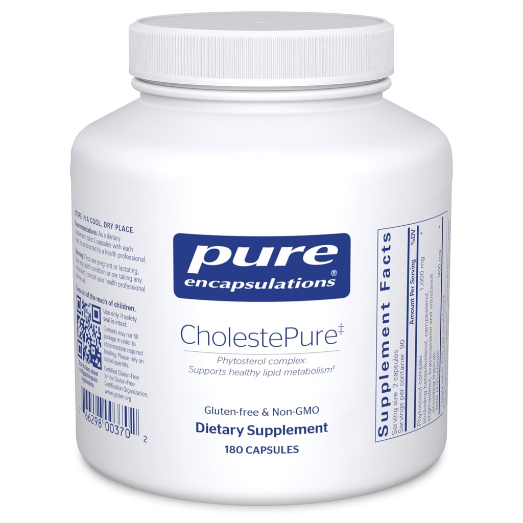 Encapsulations pures CholestePure. Supplément pour soutenir la santé cardiovasculaire, la fonction enzymatique et le métabolisme lipidique.
