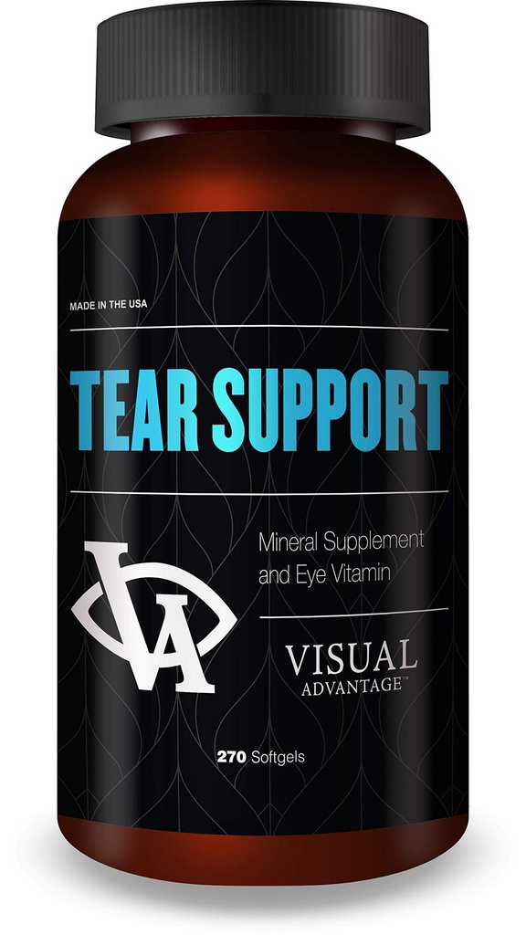 Support des yeux Vitamines pour les yeux secs - Approvisionnement de 3 mois, 270 Softgels - Supporte l'humidité des yeux et la lubrification, Oméga-3, sans gluten, non-OGM