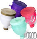 Hydra Cup [entonnoirs de 4 paquets pour remplir les bouteilles d'eau avec de la poudre de protéines, 3 compartiments de stockage de la pilule, contenant supplémentaire Set to Go or Kitchen Use, porte-clés pour la tasse Shaker