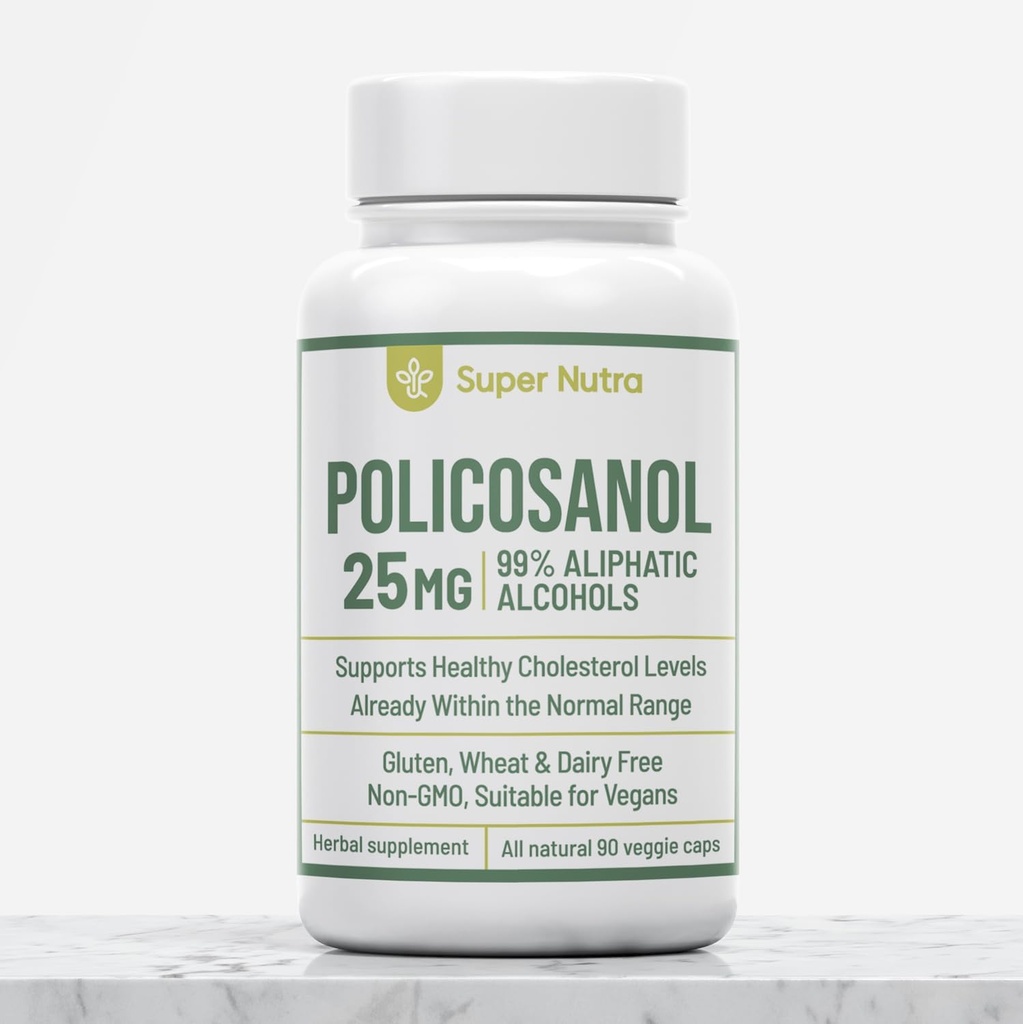 Policosanol 25mg Hergestellt aus kubanischen Zuckerrohr für Gesundheit und Immunität. 90 Veg Kapsel 1 pro Servieren Drei Monate Versorgung.