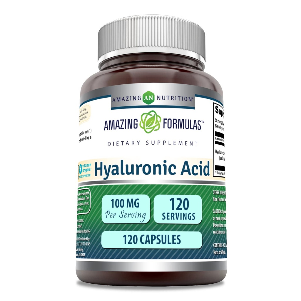 Erstaunliche Formeln Hyaluronsäure 100 Mg Supplement | Kapseln | Non-GMO | Gluten-Free | Made in USA (1 Pack | 120 Count)