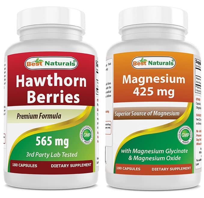 Meilleurs naturels Hawthorn Berry 565 mg et Glycinat de magnésium 425 mg