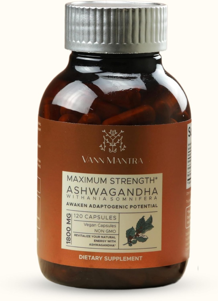 Ashwagandha Capsules, 120 Compte, 1800mg Par service, Stress Relief & Imune Support Supplément, Paisible & Balances Routine, Vegan Ayurvedic Supplément, Non OGM