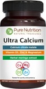 Pure Nutrition Ultra Calcium 1000mg con VIT D3 + K | 90 Tab | Supplemento di calcio con Calcium Citrate Malate, VIT D3, K, Moringa Oleifera, Magnesio e Zinco.