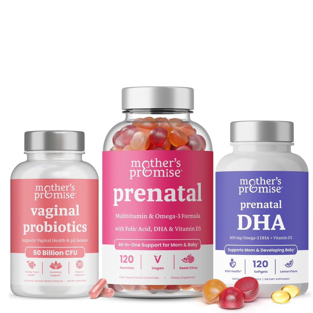 Mutter Versprechen Vaginal Probiotika + Pränatale DHA & Pränatale Vitamin Gummies Bundle