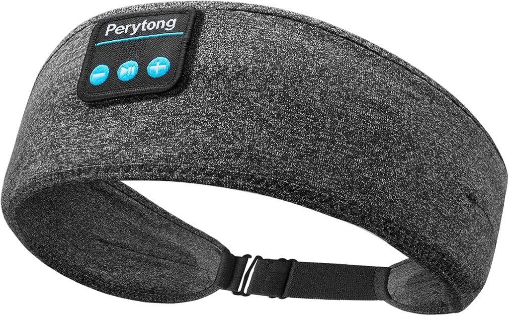 Perytong écouteurs de sommeil sans fil, Muffs d'oreille réglables pour dormir, casque Bluetooth avec haut-parleurs minces, écouteurs de sommeil pour l'entraînement, Yoga, Voyage, Cadeau pour les femmes et les hommes
