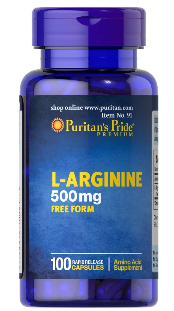 Pride de Puritan L-Arginine 500 mg, soutien à la santé cardiaque, 100 comtes
