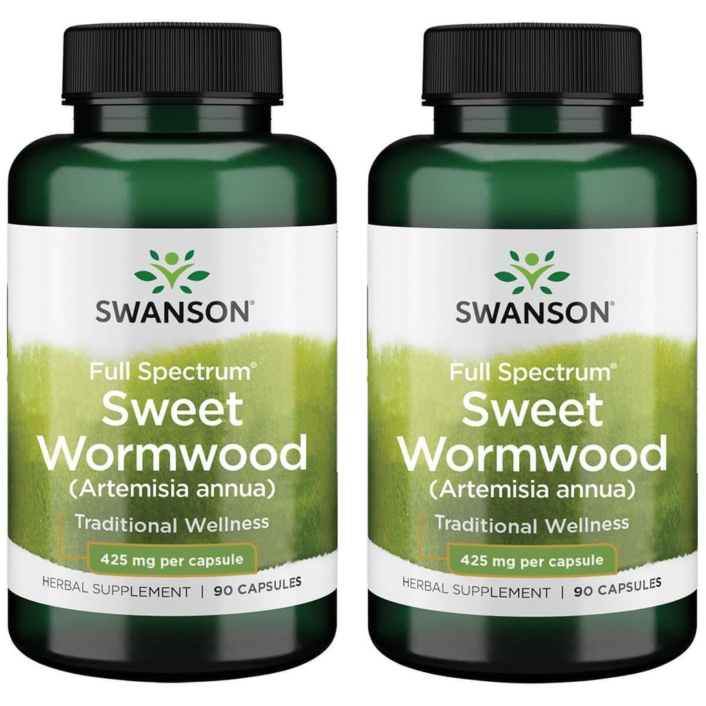 Swanson Sweet Wormwood - Kann GI Gut Health fördern, Microbial Balance & Digestive Health Support - Kräuterergänzung mit Artemisinin - (90 Kapseln, 425mg Jeder) 2 Pack