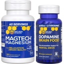 STACKS NATURELS Dopamine Cerveau Food + Magtech Supplément Magnésium Bundle - Supports Focus, Relaxation & Mémoire* - 240 Capsules Total