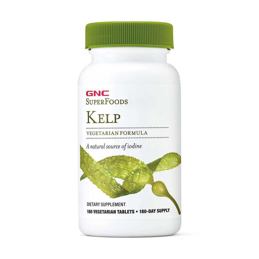 GNC SuperFoods Kelp | Plus Calcium und Iodine | Vegetarisch - 180 Tabletten