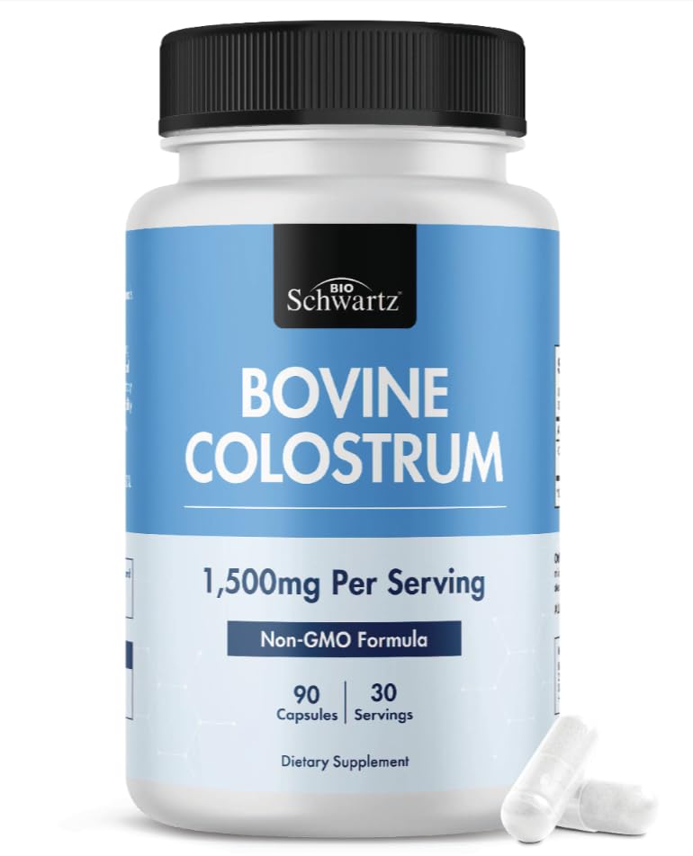 Kolostrum Ergänzung Extra Stärke 1500mg pro Servieren - Gras Fed Colostrum Kapseln von Bovine First Milking, unterstützt Gut Gesundheit und Immunität für Frauen und Männer - Non-GMO, Glutenfrei, 90 Count