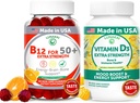 Lunakai USA Made Vitamin B12 & D3 Gummi Bundle für Erwachsene 50+, unterstützt Energie, Stimmung & Immune Gesundheit, Non-GMO, Gluten-Free, Delicious Orange & Ananas Flavors