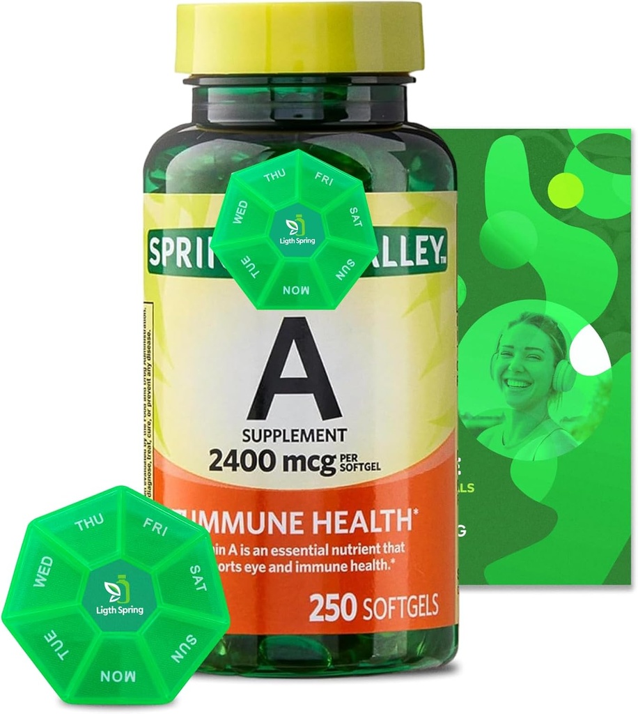 Vitamin A Supplement 2400 mcg, 250 Softgels mit Bundle Exclusive Vitamine & Mineralstoffe - A bis Z - Bessere Ligth&Spring Guide