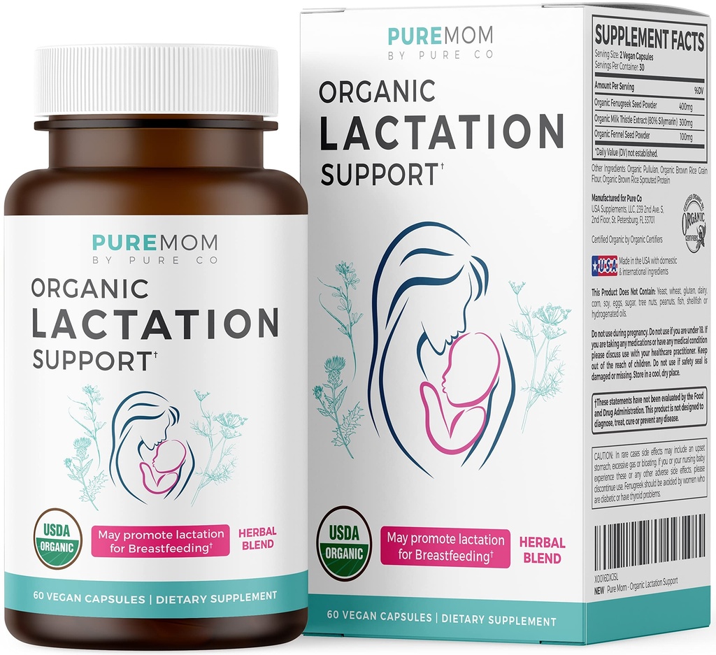 USDA Organic Lactation Supplement - Erhöhung der Milchversorgung mit pflanzlicher Stillhilfe - Hilfe für Mütter - Organisch: Fenugreek Seed, Fennel & Milk Thistle - 60 Vegan Kapseln (Keine Pillen oder Cookies)