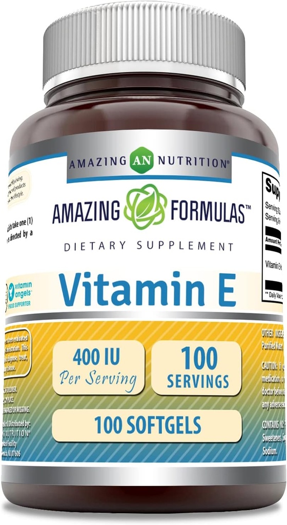 Erstaunliche Formeln Vitamin E 400 IU Pro Servierergänzung | Non-GMO | Glutenfrei (100 Softgels)