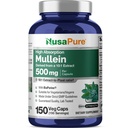 NusaPure Mullein Leaf Kapseln 10:1 Extrakt, 500 mg Äquivalent zu 5.000 mg pro Veggie Caps - 150 Count - Verbascum Thapsus (Non-GMO, Vegan) Nahrungsergänzung