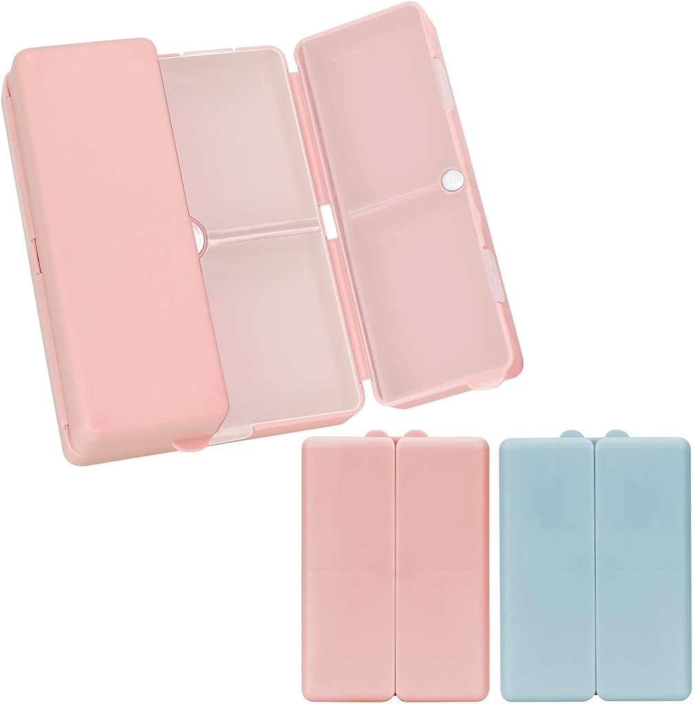 FYY Daily Pill Organizer, 2 Pcs 7 scomparti Portable Pill Case Travel Pill Pill Organizer,[Folding Design] Pill Box per Purse Pocket per tenere Vitamine,Cod Liver Oil,Supplements e Medication-Pink+ Marina Militare