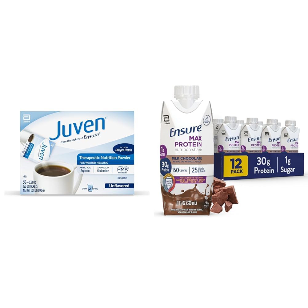 Juven Therapeutic Nutrition Pulver für Wundheilung, 30 Zählen und Sicherstellen Max Protein Nutrition Shakes, 30g Protein, 12 Packung