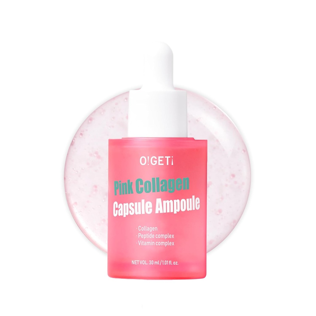 Pink Collagen Ampoule, Triple Serum Capsule per Firmness con 300DA Ultra-Low Collagen molecolare, soluzioni anallergiche, 1.0 fl.oz