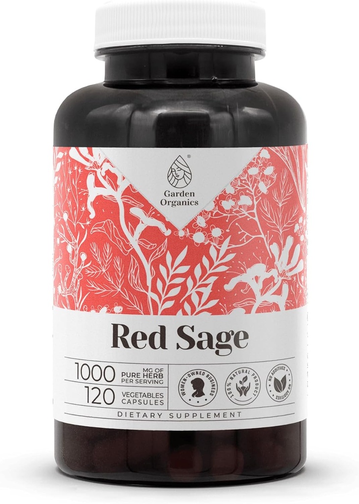 Red Sage 120 Kapseln | Herbale Nahrungsergänzungsmittel mit Gemüsekapseln und rotem Sage (Dan Shen, Salvia Miltiorrhiza) Getrocknete Wurzel (120 Count)