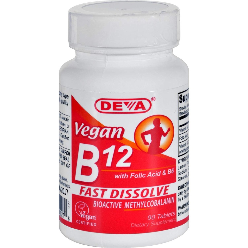Deva Nutrition Vegan B12 Sublingual 1000 mcg with Folic Acid and B6 Not Certified Kosher - 90 Tablet von Deva Nutrition