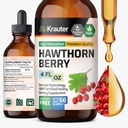 BIO KRAUTER Hawthorn extrait de la teinture - supplément naturel de la baie de Hawthorne - 100% pure formule - Vegan Sugar & Alcohol Free - 4 Fl. Oz. - 56 Jour d'approvisionnement