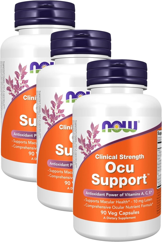 JETZT Ergänzungen, Ocu SupportTM mit FloraGLO® Lutein, Plus Vitamine A, C und E, 90 Veg Kapseln (Pack mit 3)