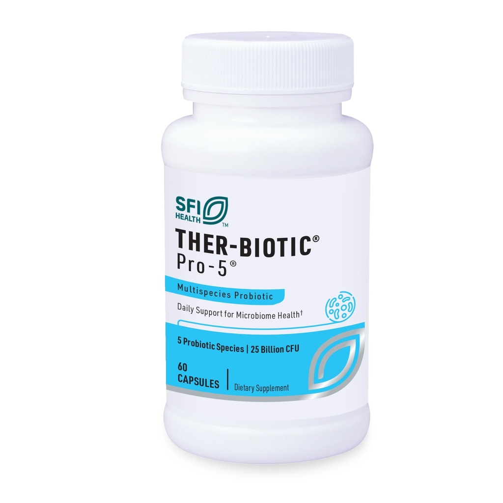 Klaire Labs SFI Health Pro-5 Probiotic - 25 Billion CFU High Dose Multispecies Gut Recolonization Support für Männer & Frauen, Allergiker & Dairy-Free (60 Kapseln)