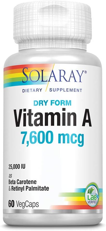 Solaray, Trockenform Vitamin A, 7.500 mcg, 60 VegCaps